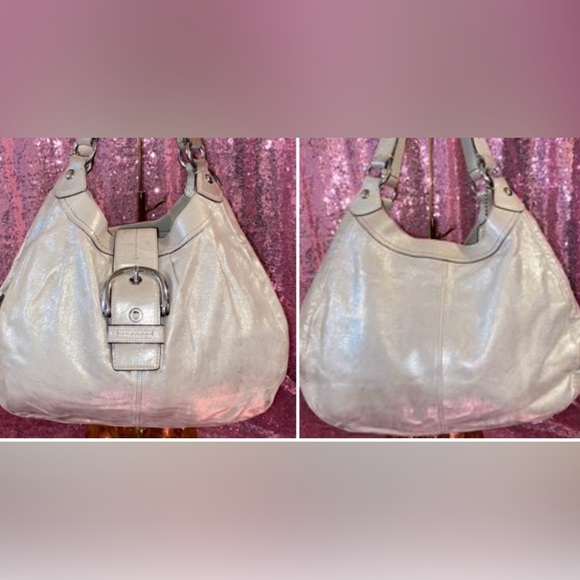 COACH F15075 Lynn Soho Metallic Shimmer Hobo Bag. - Picture 3 of 10